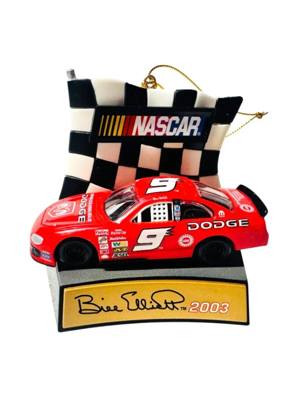 Bill Elliott NASCAR Christmas Ornament Lot Helmet & Race Car 2003